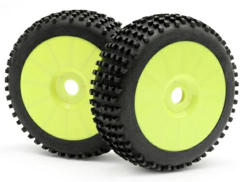 Колеса в сборе (Багги 1/8) GLUED NOTCH TREAD TYRE желтый диск (2шт)