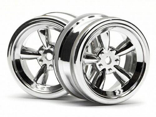 Диски 1/10 - VINTAGE 5 SPOKE 26MM SHINY CHROME (0MM OFFSET) 2шт