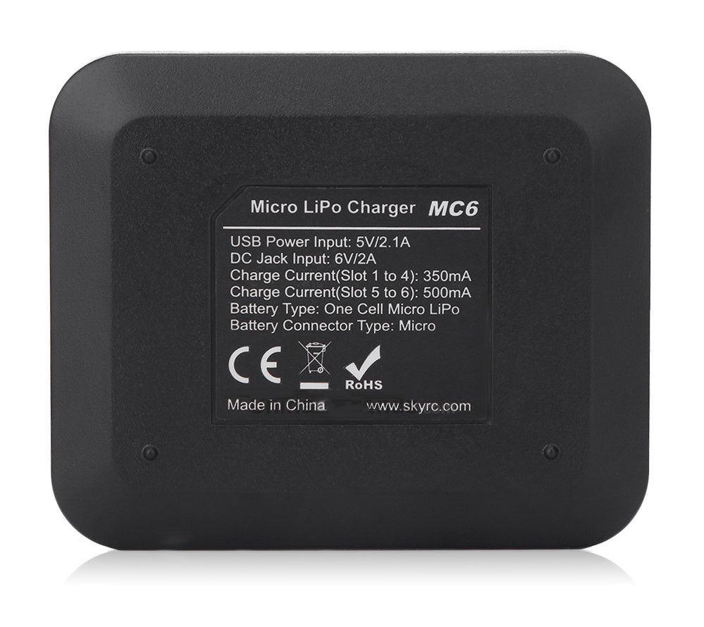 Шестиканальное микро зарядное устройство MC6 (6V LiPo:1S 4x350mA 2x500mA)